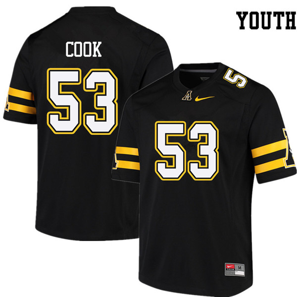Youth #53 Noel Cook Appalachian State Mountaineers College Football Jerseys Sale-Black